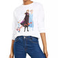 Camiseta gráfica Frozen de algodão de manga comprida da Disney Mad Engine Juniors, tamanho X-G, branca