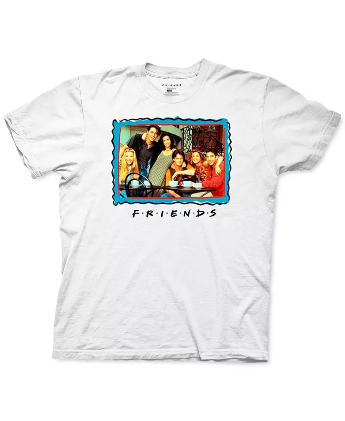 Camiseta masculina com estampa de amigos e moldura da Ripple Junction, branca, tamanho pequeno