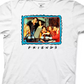 Camiseta masculina com estampa de amigos e moldura da Ripple Junction, branca, tamanho pequeno
