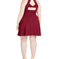 Vestido feminino plus size da moda sem palavras, com laço nas costas, corte A, roxo, tamanho quadrado 18