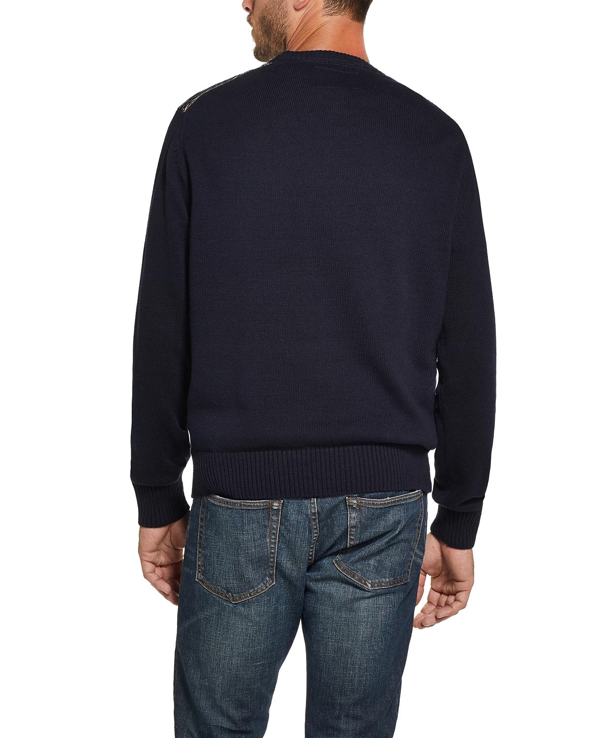 Suéter masculino Fair Isle vintage à prova de intempéries, tamanho marinho