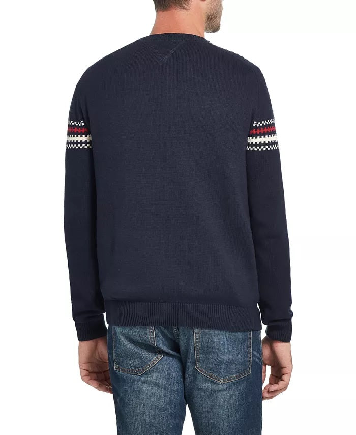 Suéter de esqui vintage masculino à prova de intempéries azul-marinho