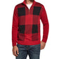 Suéter masculino vintage à prova de intempéries com zíper de um quarto, xadrez Buffalo, vermelho, tamanho médio