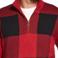 Suéter masculino vintage à prova de intempéries com zíper de um quarto, xadrez Buffalo, vermelho, tamanho médio