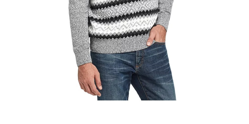 Suéter de esqui Fair Isle vintage masculino à prova de intempéries, preto, tamanho XXX-G