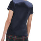 Tommy Hilfiger Blusa de Veludo Manga Curta Feminina Azul Escuro Tamanho Extra Pequeno