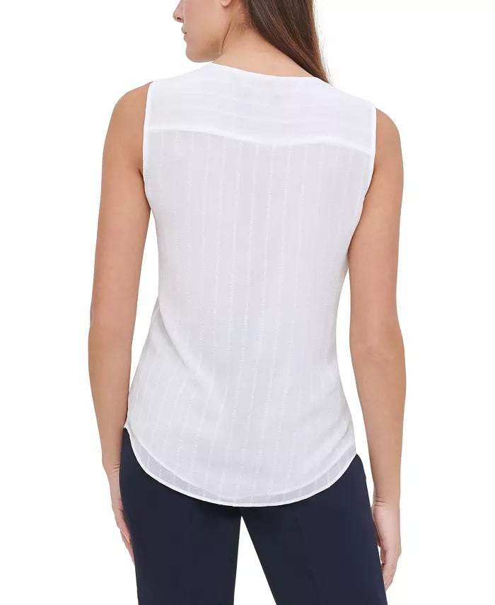 Blusa Tommy Hilfiger Feminina com Babados na Frente, Branca, Tamanho Grande