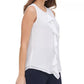 Blusa Tommy Hilfiger Feminina com Babados na Frente, Branca, Tamanho Grande
