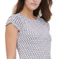 Blusa feminina Tommy Hilfiger estampada com manga franzida, branca, tamanho X-S