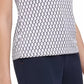 Blusa feminina Tommy Hilfiger estampada com manga franzida, branca, tamanho X-S
