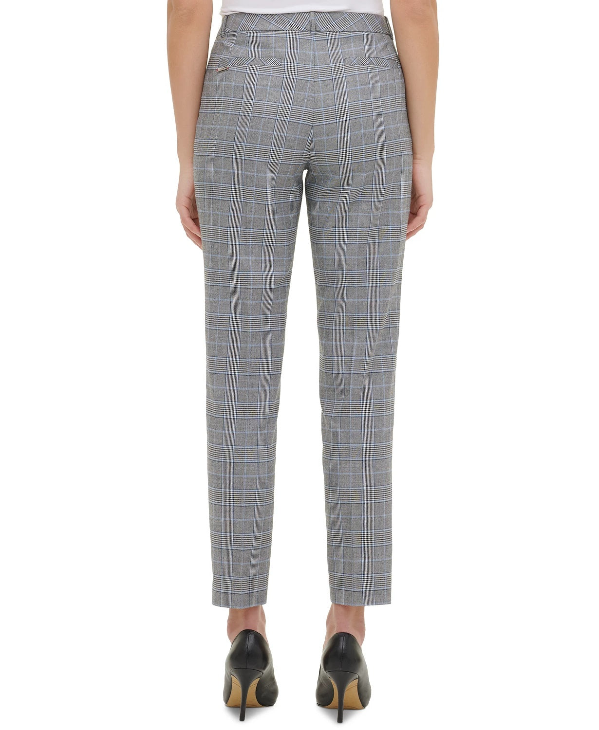 Calça social feminina Tommy Hilfiger xadrez slim fit azul tamanho 8
