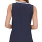 Blusa Tommy Hilfiger Feminina com Decote em V e Acabamento em Contraste, Azul Escuro, Tamanho Extra Grande