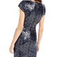 Vestido justo com lantejoulas e detalhes em malha Teeze Me Juniors, azul-marinho, tamanho 1