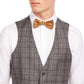 Terno xadrez cinza/marrom masculino Bar III Slim-Fit, colete separado, tamanho extragrande