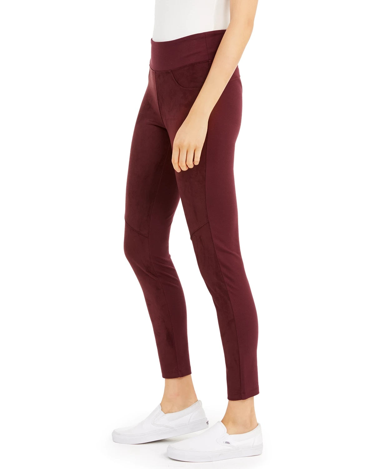 Leggings de malha ponte frontal de camurça sintética Rewash Junior's vermelho escuro tamanho pequeno