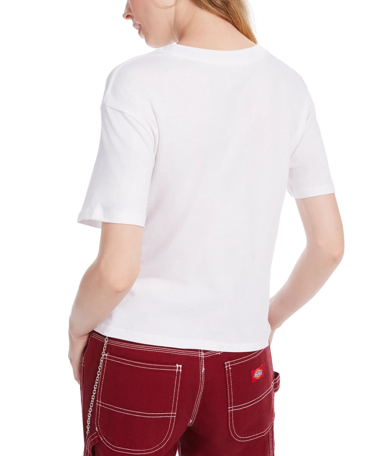 Camiseta Dickies Feminina de Algodão com Logotipo, Branca, Tamanho Grande