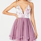 Vestido bordado com babados e ajuste evasê Dear Moon Juniors, roxo, tamanho 7
