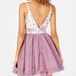 Vestido bordado com babados e ajuste evasê Dear Moon Juniors, roxo, tamanho 7