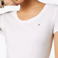 Camiseta feminina Tommy Hilfiger de algodão com decote redondo, branca, tamanho grande