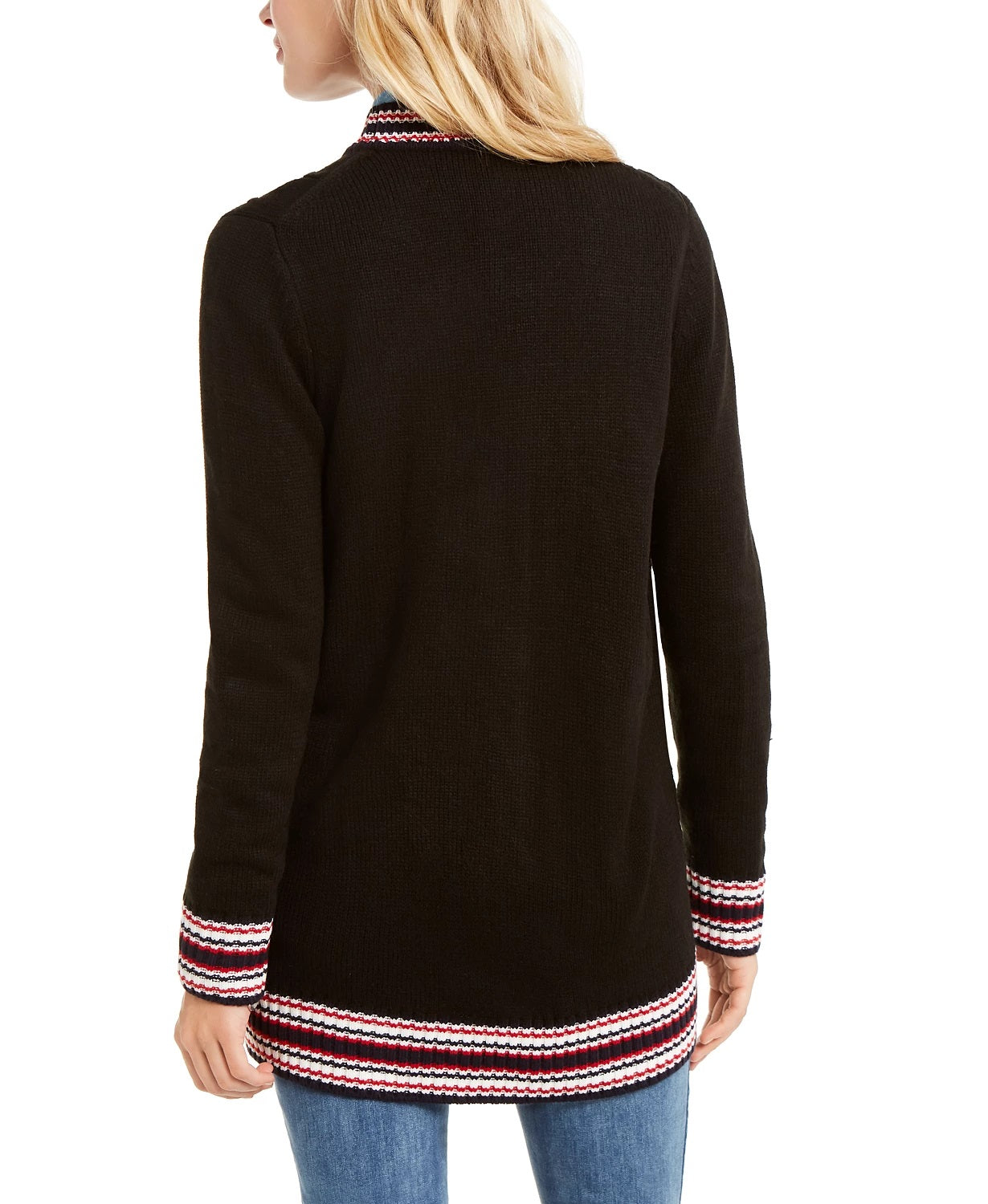 Cardigan feminino Tommy Hilfiger de tricô tipo cabo, preto, tamanho XX-G