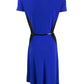 Vestido feminino Jessica Howard com cinto e blocos de cores, ajuste evasê, azul, tamanho 16