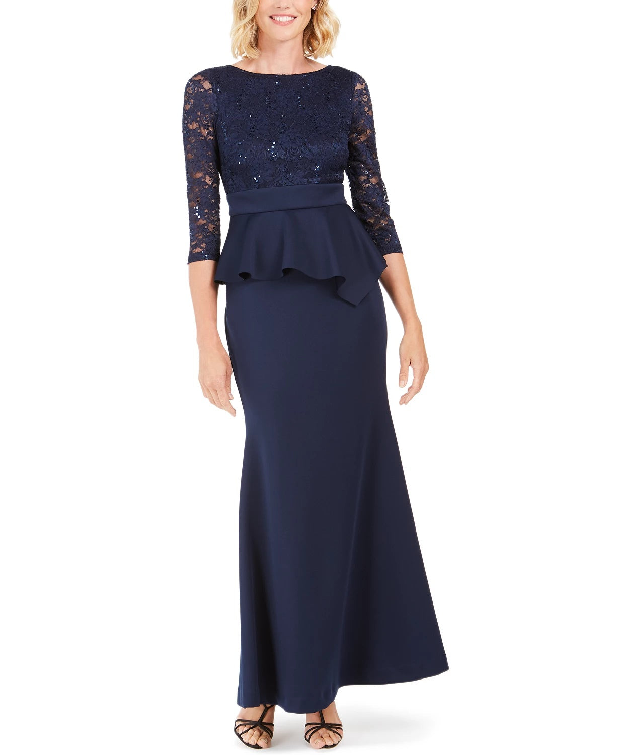 Vestido Peplum Feminino Jessica Howard Azul Marinho Tamanho 6