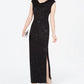 Vestido drapeado floral metálico pequeno feminino Jessica Howard, preto, tamanho 0
