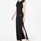 Vestido drapeado floral metálico pequeno feminino Jessica Howard, preto, tamanho 0