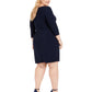 Vestido feminino plus size com babados laterais Jessica Howard, azul-marinho, tamanho 22W