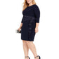 Vestido feminino plus size com babados laterais Jessica Howard, azul-marinho, tamanho 22W