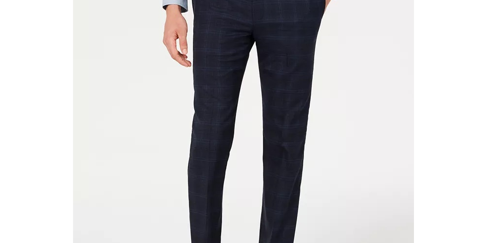 Calvin Klein Masculino X Slim Fit Stretch Azul Marinho Xadrez Calça Separada Tamanho Azul Marinho 40X32