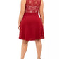 Vestido feminino Love Squared Trendy Plus Size com renda e ajuste evasê, vermelho, tamanho 3, extra grande