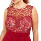 Vestido feminino Love Squared Trendy Plus Size com renda e ajuste evasê, vermelho, tamanho 3, extra grande
