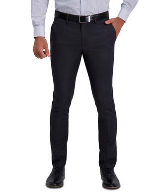 Calça social Kenneth Cole Reaction masculina extra slim fit, com estampa xadrez micro xadrez, cinza escuro, tamanho 34x32