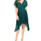 Vestido plissado de chiffon feminino Kensie, verde, tamanho 0