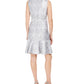 Vestido feminino com babados e cinto Obi em mosaico N Natori, prateado, tamanho 16