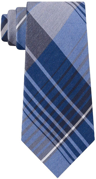Gravata xadrez masculina Tre da Kenneth Cole Reaction, tamanho regular, azul marinho