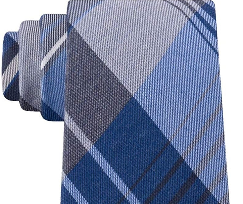 Gravata xadrez masculina Tre da Kenneth Cole Reaction, tamanho regular, azul marinho