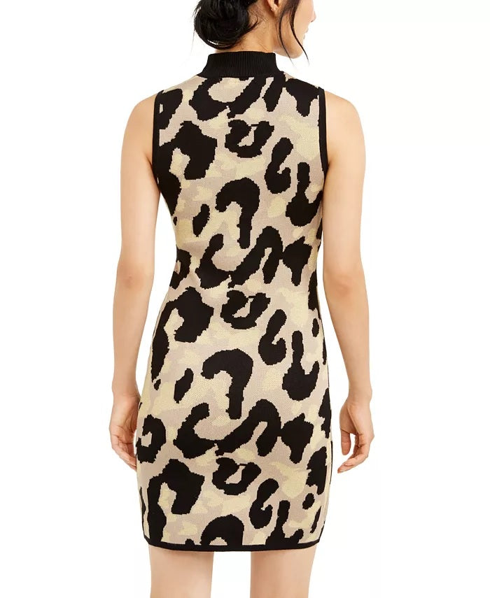 Vestido suéter com estampa de leopardo e glitter Planet Gold Juniors, amarelo, tamanho X-S