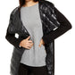 Jaqueta Puffer Assimétrica Feminina Calvin Klein Mix-Media Preta Tamanho X-G