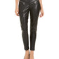 Leggings Moto Michael Kors Femininas em Couro Sintético, Pretas, Tamanho Médio