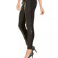 Leggings Moto Michael Kors Femininas em Couro Sintético, Pretas, Tamanho Médio