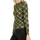 Blusa feminina xadrez Michael Kors de manga comprida, tamanho regular e pequeno, verde, tamanho pequeno