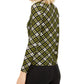 Blusa feminina xadrez Michael Kors de manga comprida, tamanho regular e pequeno, verde, tamanho pequeno