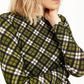 Blusa feminina xadrez Michael Kors de manga comprida, tamanho regular e pequeno, verde, tamanho pequeno