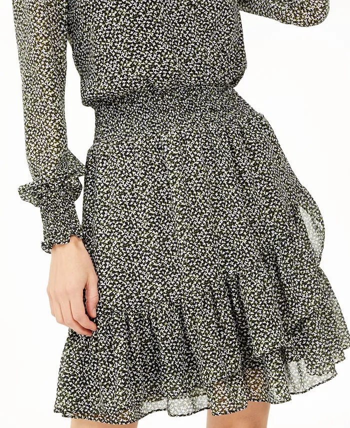 Vestido envelope falso com estampa floral feminino Michael Kors Regular e Petite, preto, tamanho P