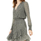 Vestido curto envelope Michael Kors feminino verde floral manga comprida tamanho grande