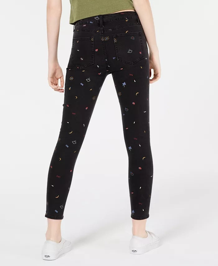 Calça jeans skinny com estampa gráfica Tinseltown Juniors, preta, tamanho 3