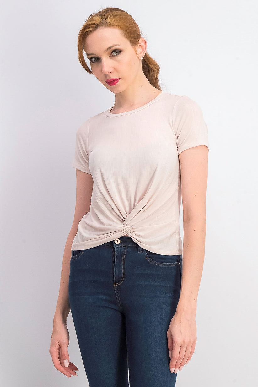 Top metálico com torção frontal Love Fire Juniors, rosa, tamanho extra grande