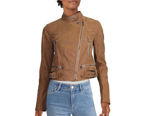 Jaqueta de couro sintético Fenix ​​feminina Free People, marrom, tamanho extra pequeno